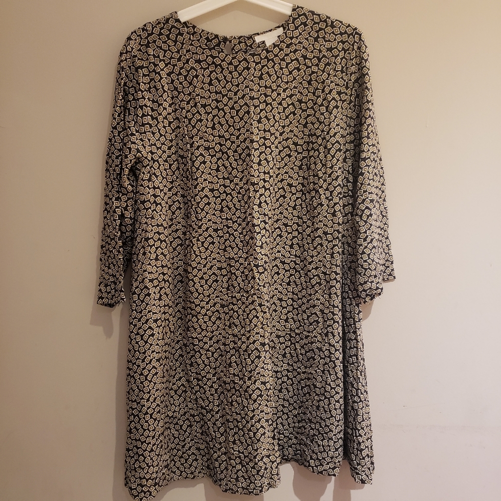 H&M Black/White/Yellow Print Dress - Short/Midi